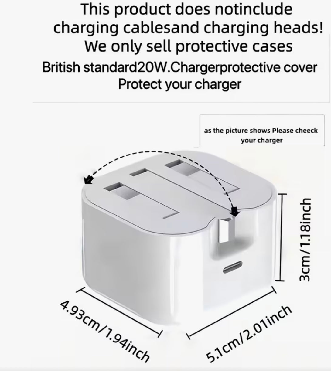 iPhone 13/14/15/16/18W/20W Charger Case & Cable Set - UK Plug Adapter Cover with UK Plug,